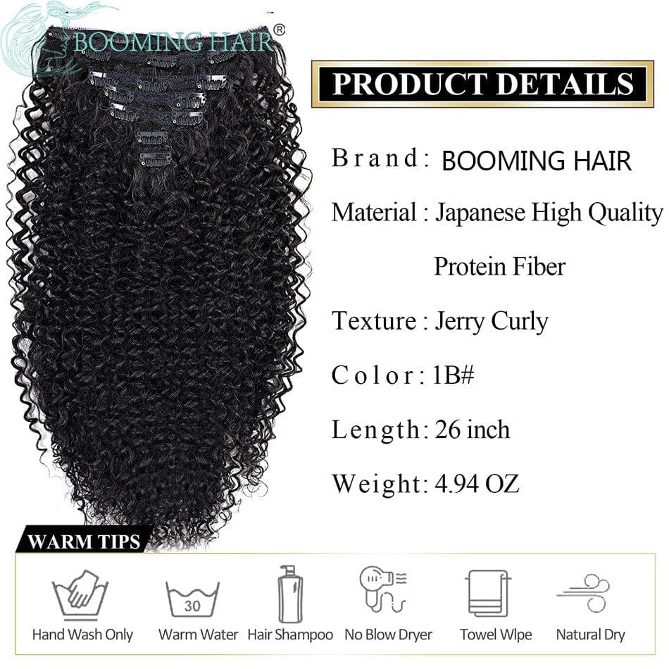 Synthetic 7 Pcs Full Head Afro Hair Extension Curls 26”/65cm BENNYS 