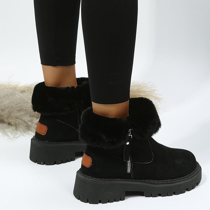 Thick Plush Snow Boots Women Faux Suede Non-slip Winter Shoes BENNYS 