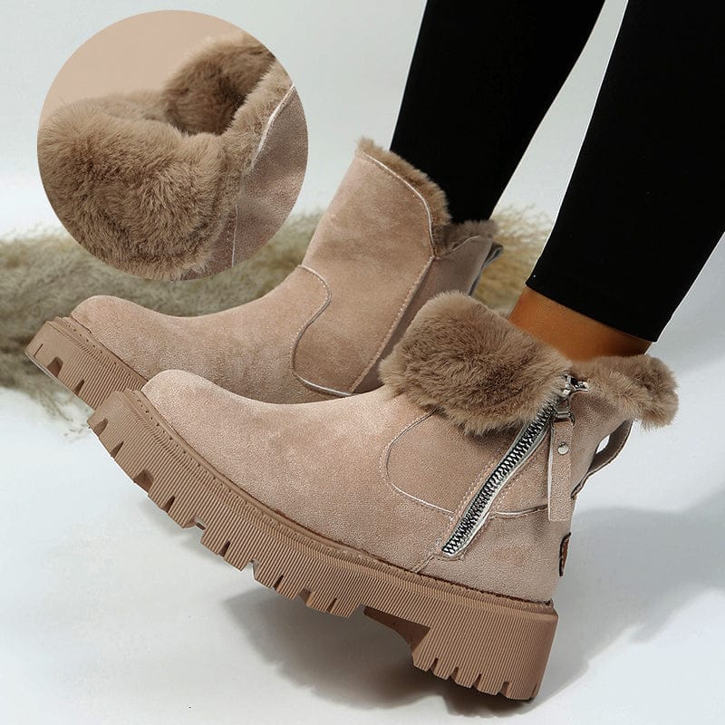 Thick Plush Snow Boots Women Faux Suede Non-slip Winter Shoes BENNYS 