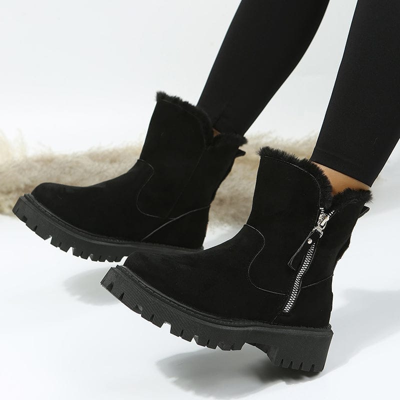 Thick Plush Snow Boots Women Faux Suede Non-slip Winter Shoes BENNYS 