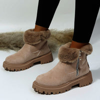 Thick Plush Snow Boots Women Faux Suede Non-slip Winter Shoes BENNYS 