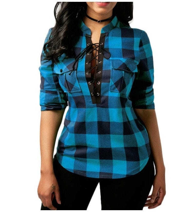 Tops And Blouses Casual Plaid Shirts Long Sleeve Office Women Blouse BENNYS 