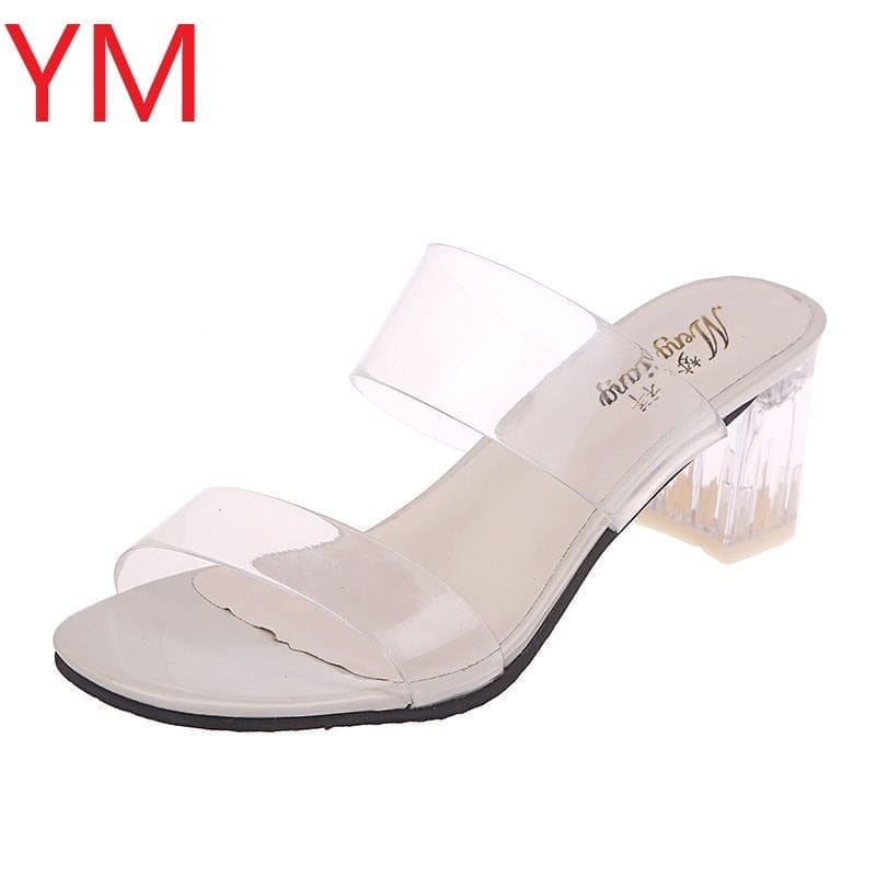 Buy WFS Women 4 Inch Transparent (Clear) Block Heel Sandals Beige (Beige,  numeric_2) at Amazon.in