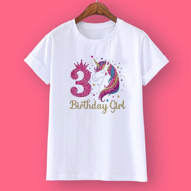 Unicorn Birthday Shirt 1-12 Birthday T-Shirt  Wild Tee Girls Party T Shirt BENNYS 