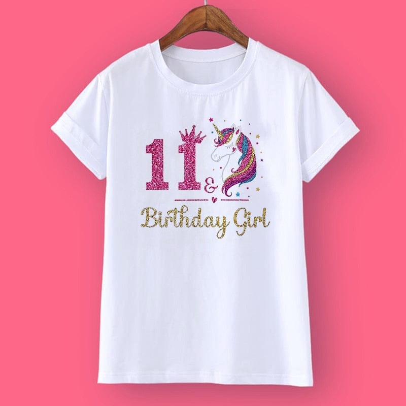 Unicorn Birthday Shirt 1-12 Birthday T-Shirt  Wild Tee Girls Party T Shirt BENNYS 