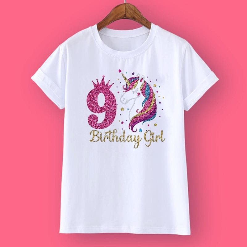 Unicorn Birthday Shirt 1-12 Birthday T-Shirt  Wild Tee Girls Party T Shirt BENNYS 