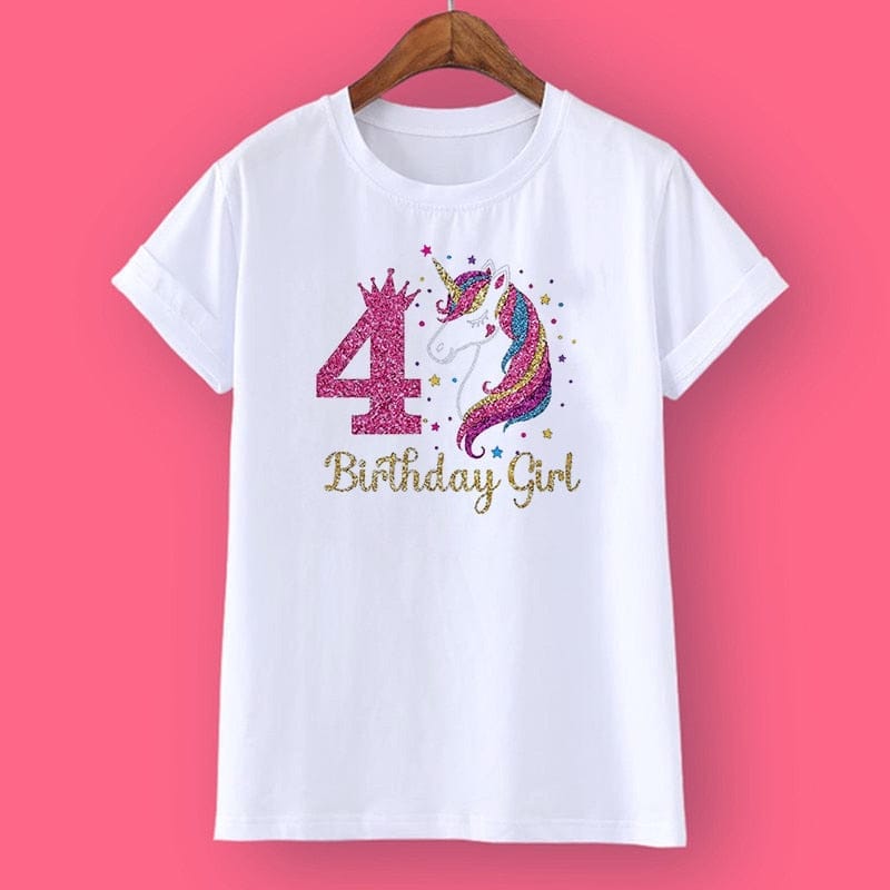 Unicorn Birthday Shirt 1-12 Birthday T-Shirt  Wild Tee Girls Party T Shirt BENNYS 