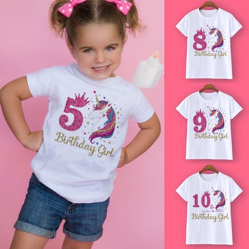 Unicorn Birthday Shirt 1-12 Birthday T-Shirt  Wild Tee Girls Party T Shirt BENNYS 
