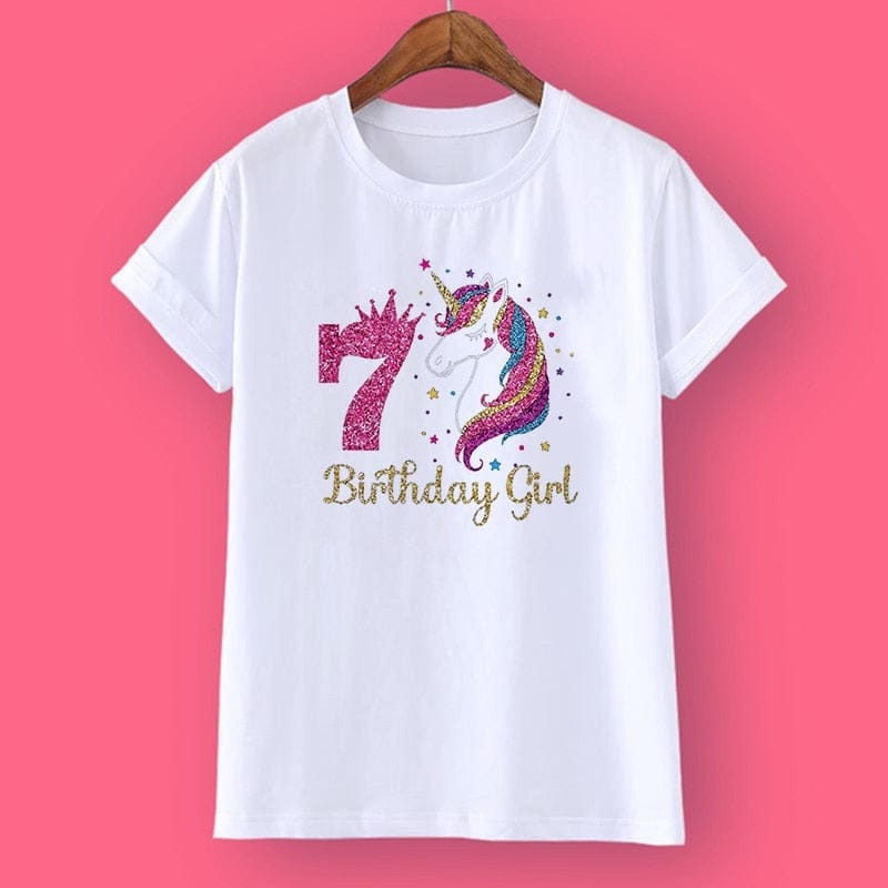 Unicorn Birthday Shirt 1-12 Birthday T-Shirt  Wild Tee Girls Party T Shirt BENNYS 