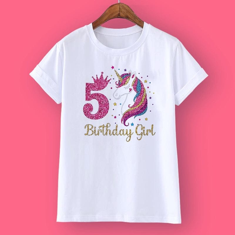 Unicorn Birthday Shirt 1-12 Birthday T-Shirt  Wild Tee Girls Party T Shirt BENNYS 