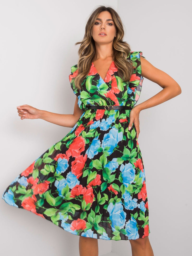 V-Neck Ruffle Sleeveless Flower Dress Women's BENNYS 