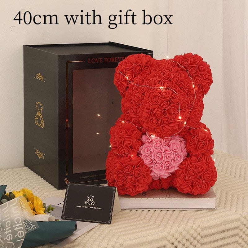 Valentine's Day Gift Rose Bear Eternal Flower Rose Teddy Bear PE Foam Bear 25cm Valentines Day BENNYS 