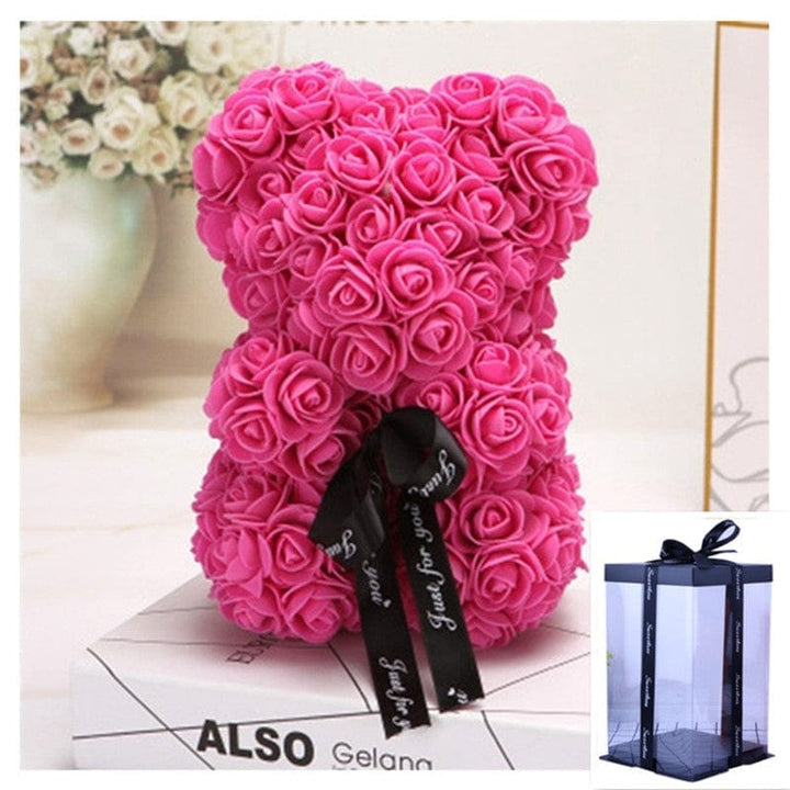 Valentine's Day Gift Rose Bear Eternal Flower Rose Teddy Bear PE Foam Bear 25cm Valentines Day BENNYS 