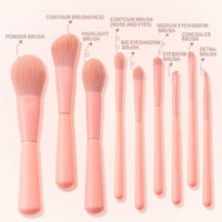 Vegan Synthetic Hair 9pcs Full Pink Travel Makeup Brush With Case BENNYS 