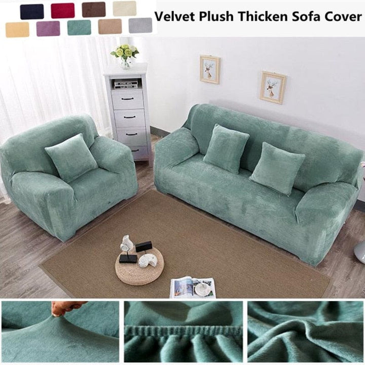 Velvet Plush Thick Sofa Cover All-inclusive Elastic Sectional Couch Cover BENNYS 