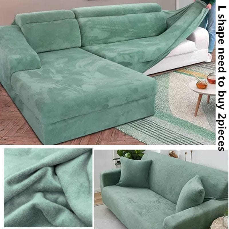 Velvet Plush Thick Sofa Cover All-inclusive Elastic Sectional Couch Cover BENNYS 