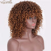 Vigorous natural ombre blonde afro kinky curly short bob synthetic hair blend wigs BENNYS 