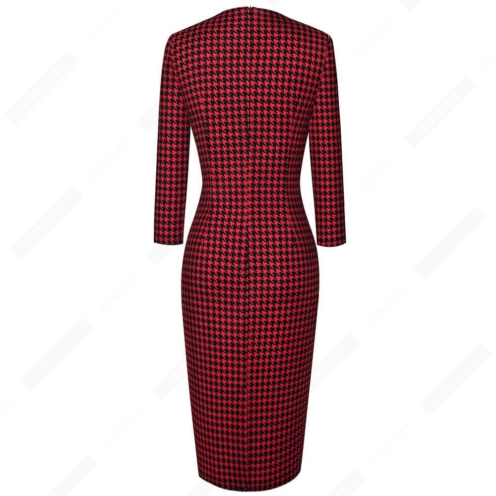 Vintage Classic  Charming Fashion Chic Button V Neck Pencil Dress BENNYS 