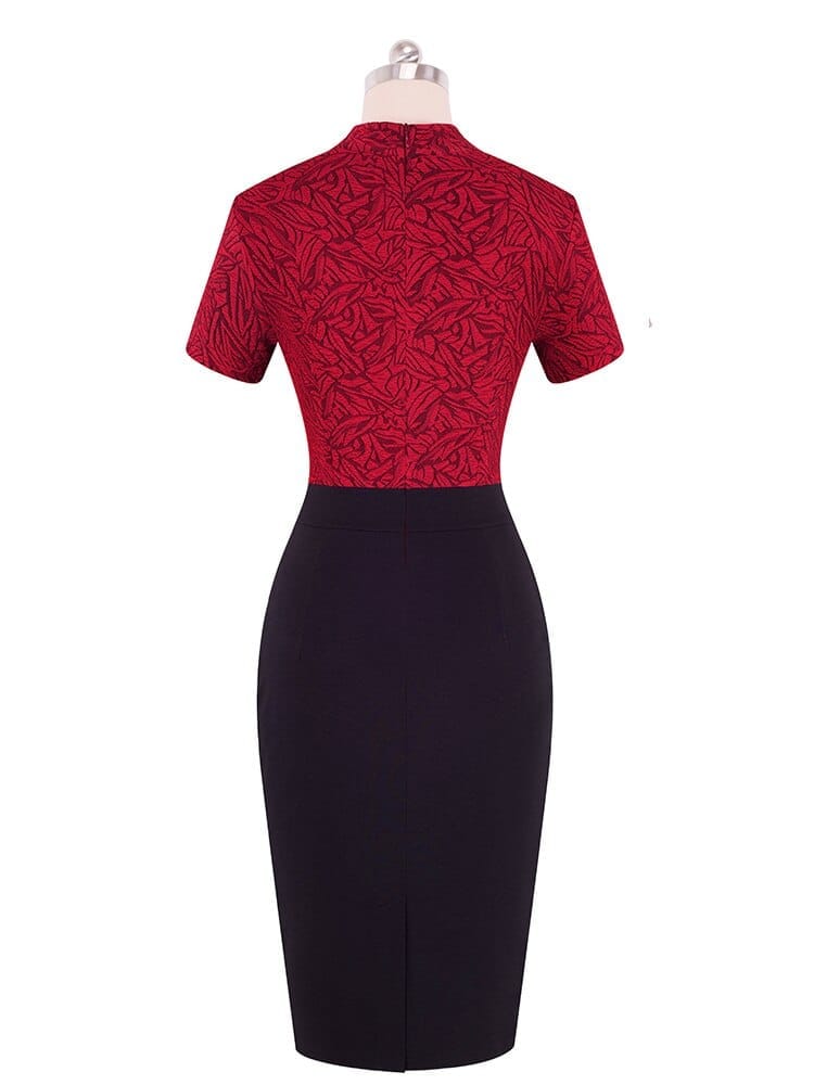 Vintage Contrast Color Patchwork  Body-con Office Dress BENNYS 