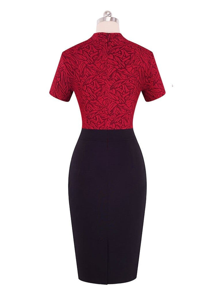 Vintage Contrast Color Patchwork  Body-con Office Dress BENNYS 