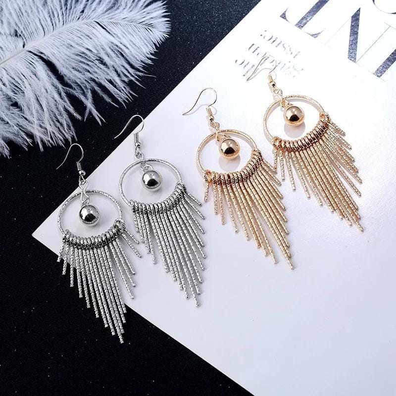 Vintage Fashion Tassel Glittering Swing Silver And Gold Earrings For Women BENNYS 