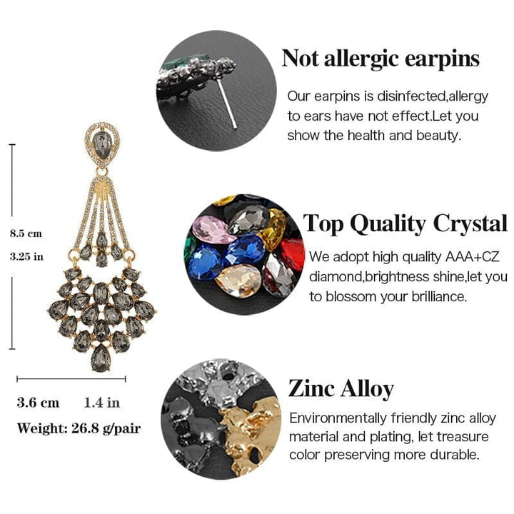 Vintage Hollow Crystal Rhinestone Drop Earrings For Women BENNYS 
