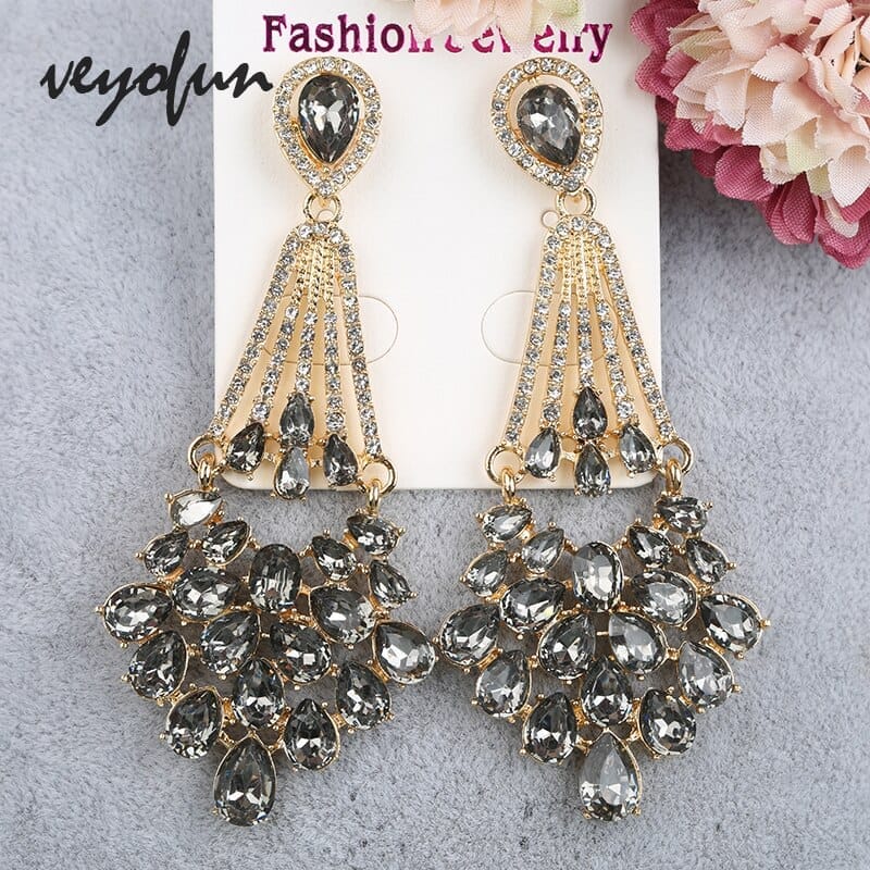 Vintage Hollow Crystal Rhinestone Drop Earrings For Women BENNYS 