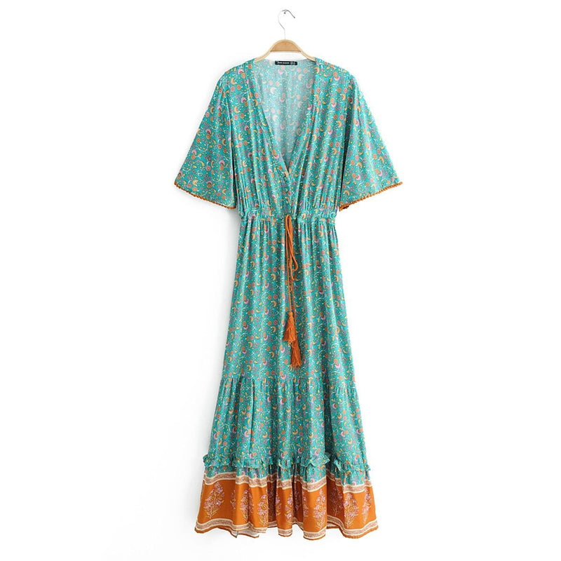 Vintage Print Maxi Dress. Boho Dresses For Women BENNYS 