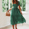 Vintage Print Puff Sleeve summer Beach Sweet Dresses BENNYS 