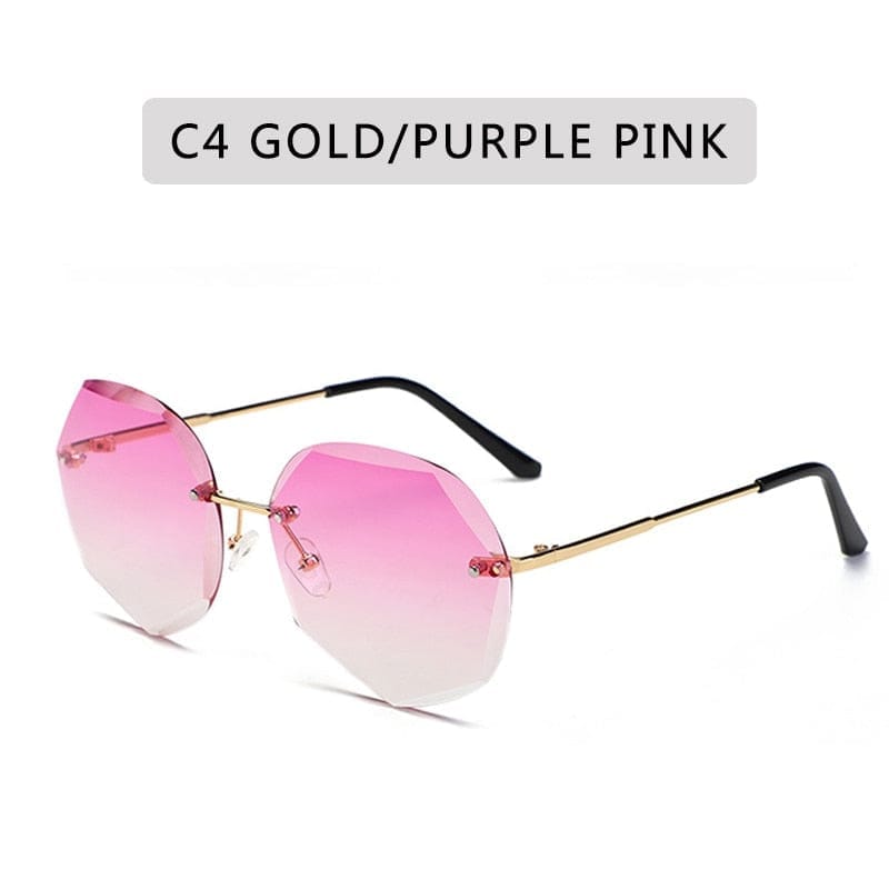 Vintage Round Sunglasses Fashion Rimless Glasses For Women UV400 Shades BENNYS 
