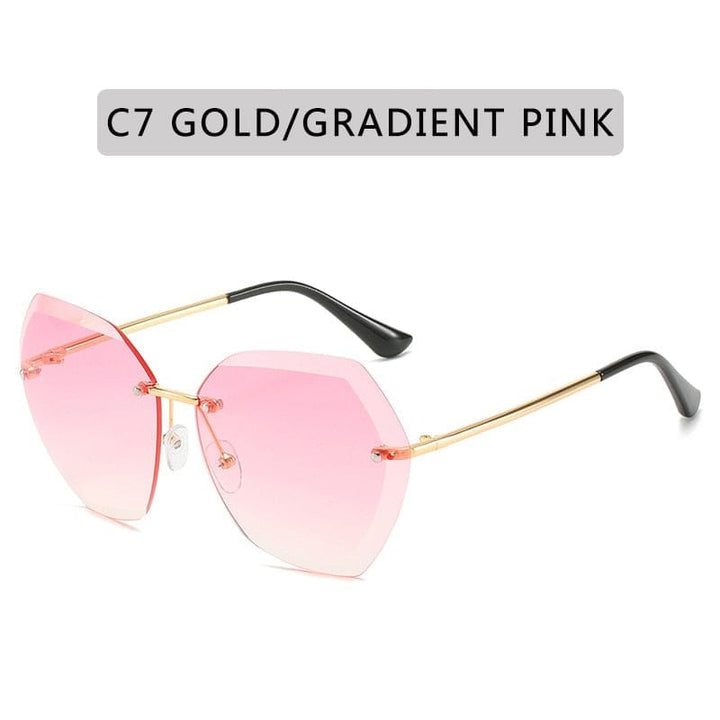 Vintage Round Sunglasses Fashion Rimless Glasses For Women UV400 Shades BENNYS 