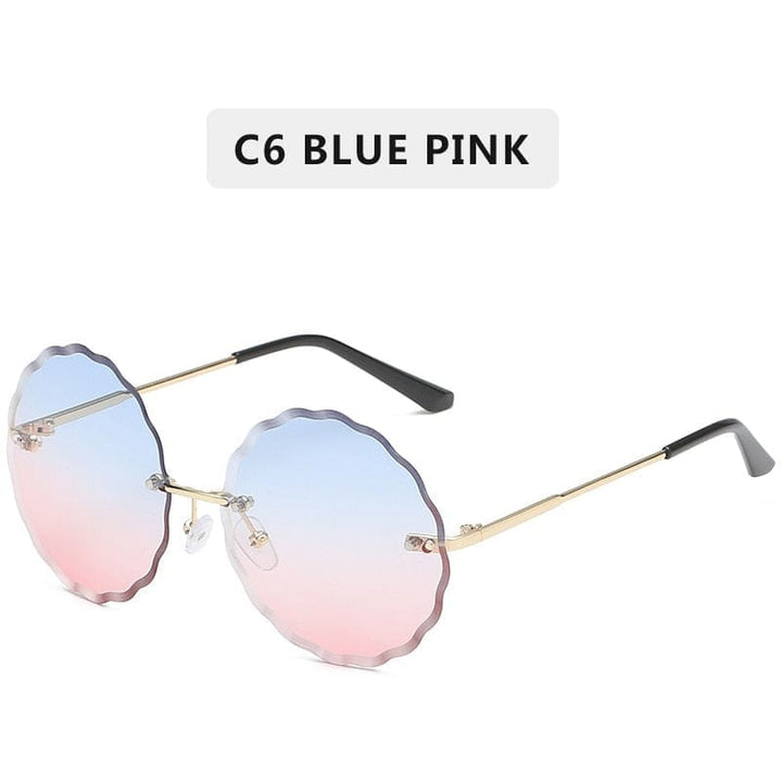 Vintage Round Sunglasses Fashion Rimless Glasses For Women UV400 Shades BENNYS 