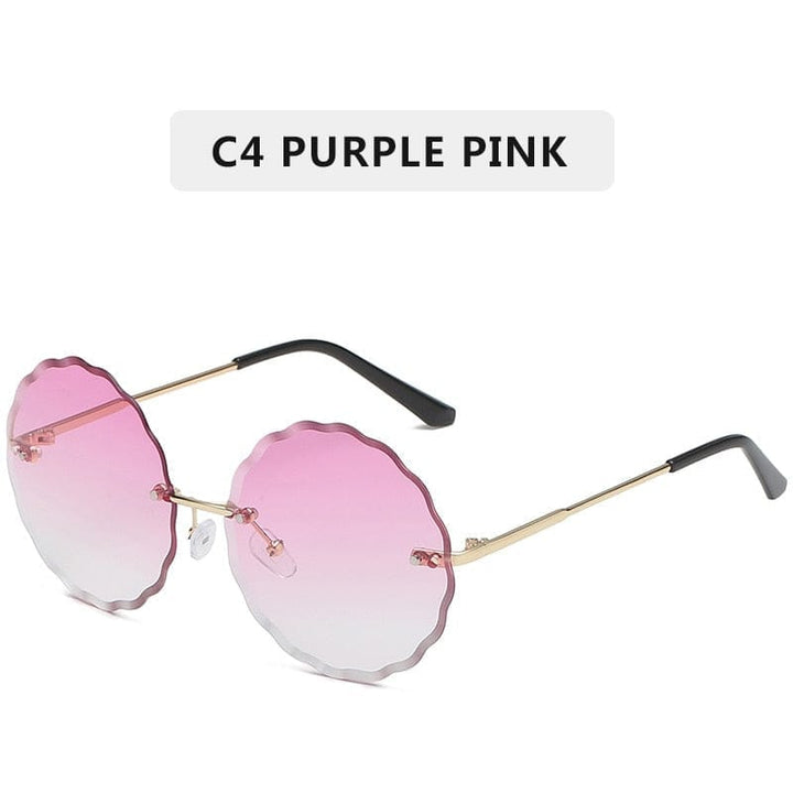Vintage Round Sunglasses Fashion Rimless Glasses For Women UV400 Shades BENNYS 