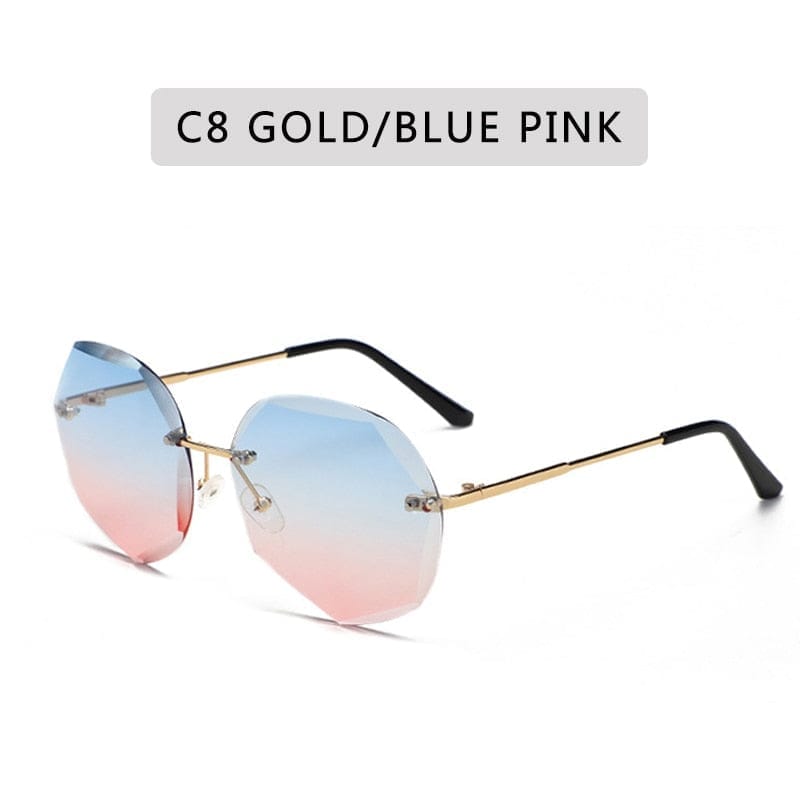 Vintage Round Sunglasses Fashion Rimless Glasses For Women UV400 Shades BENNYS 