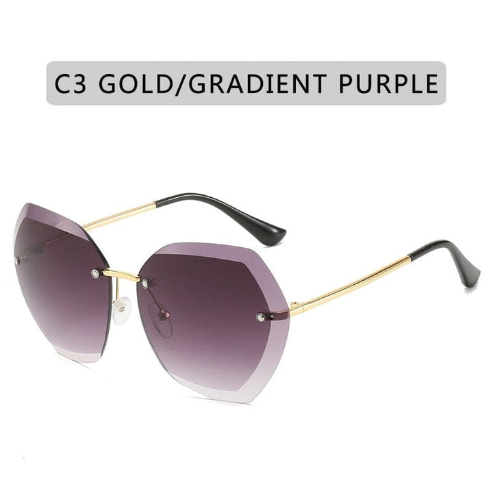 Vintage Round Sunglasses Fashion Rimless Glasses For Women UV400 Shades BENNYS 