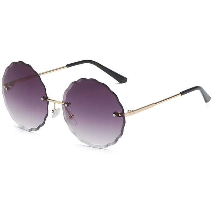 Vintage Round Sunglasses Fashion Rimless Glasses For Women UV400 Shades BENNYS 