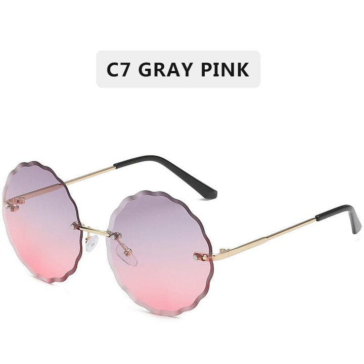 Vintage Round Sunglasses Fashion Rimless Glasses For Women UV400 Shades BENNYS 