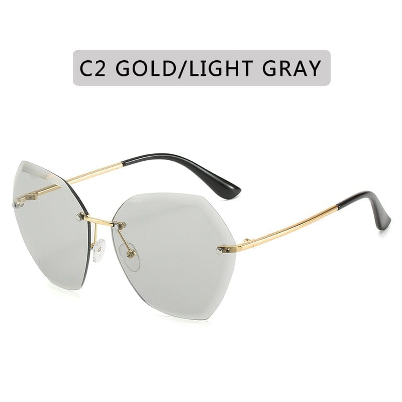 Vintage Round Sunglasses Fashion Rimless Glasses For Women UV400 Shades BENNYS 