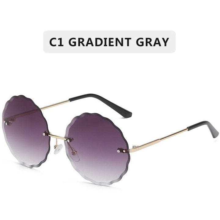 Vintage Round Sunglasses Fashion Rimless Glasses For Women UV400 Shades BENNYS 