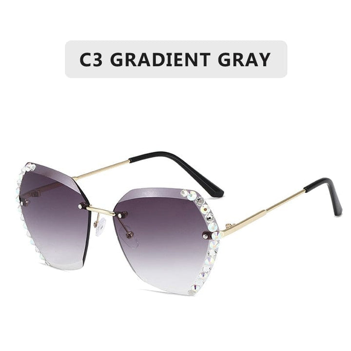 Vintage Round Sunglasses Fashion Rimless Glasses For Women UV400 Shades BENNYS 