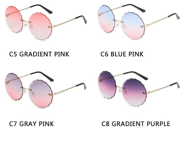 Vintage Round Sunglasses Fashion Rimless Glasses For Women UV400 Shades BENNYS 