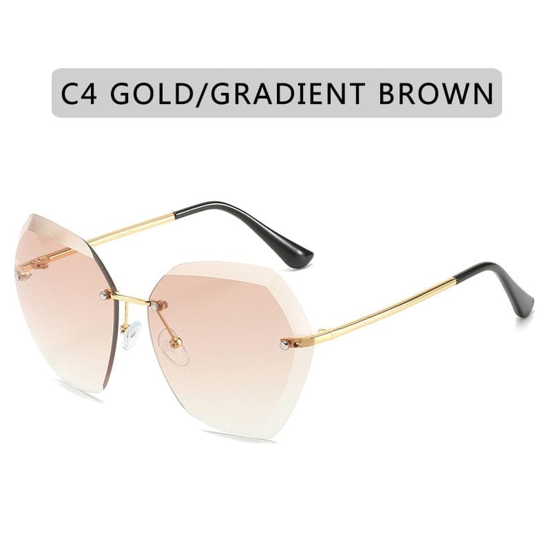 Vintage Round Sunglasses Fashion Rimless Glasses For Women UV400 Shades BENNYS 
