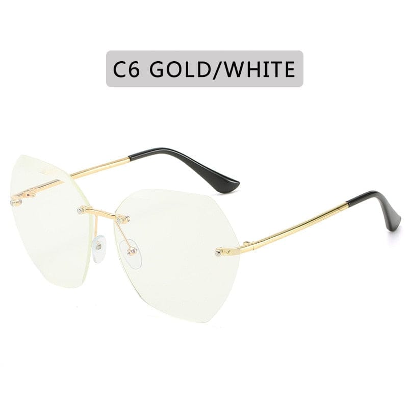 Vintage Round Sunglasses Fashion Rimless Glasses For Women UV400 Shades BENNYS 