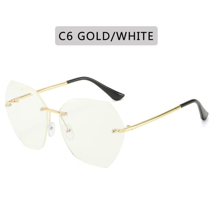 Vintage Round Sunglasses Fashion Rimless Glasses For Women UV400 Shades BENNYS 