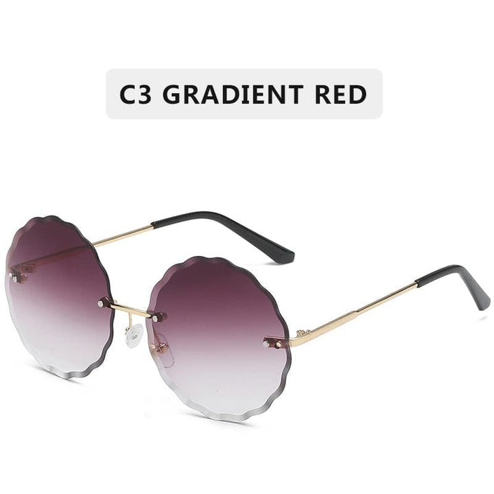 Vintage Round Sunglasses Fashion Rimless Glasses For Women UV400 Shades BENNYS 