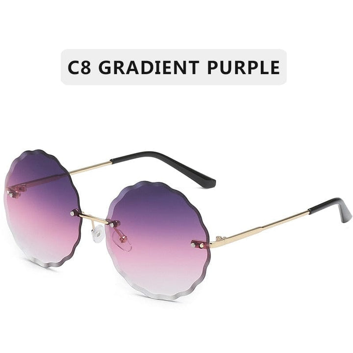Vintage Round Sunglasses Fashion Rimless Glasses For Women UV400 Shades BENNYS 