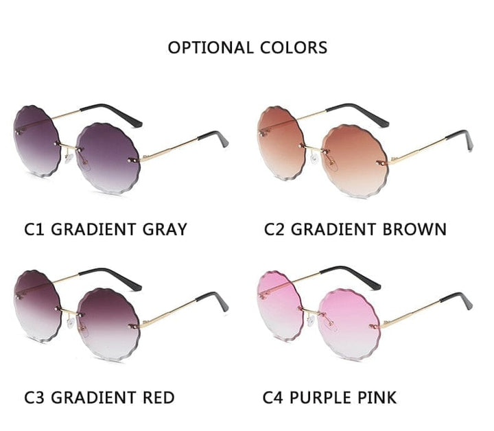 Vintage Round Sunglasses Fashion Rimless Glasses For Women UV400 Shades BENNYS 