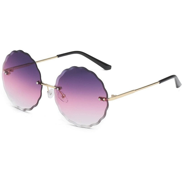 Vintage Round Sunglasses Fashion Rimless Glasses For Women UV400 Shades BENNYS 