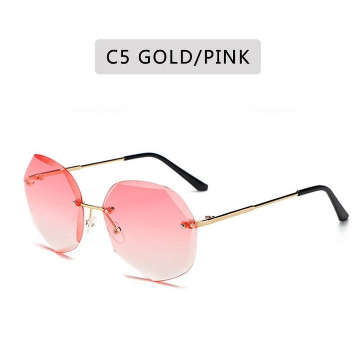 Vintage Round Sunglasses Fashion Rimless Glasses For Women UV400 Shades BENNYS 