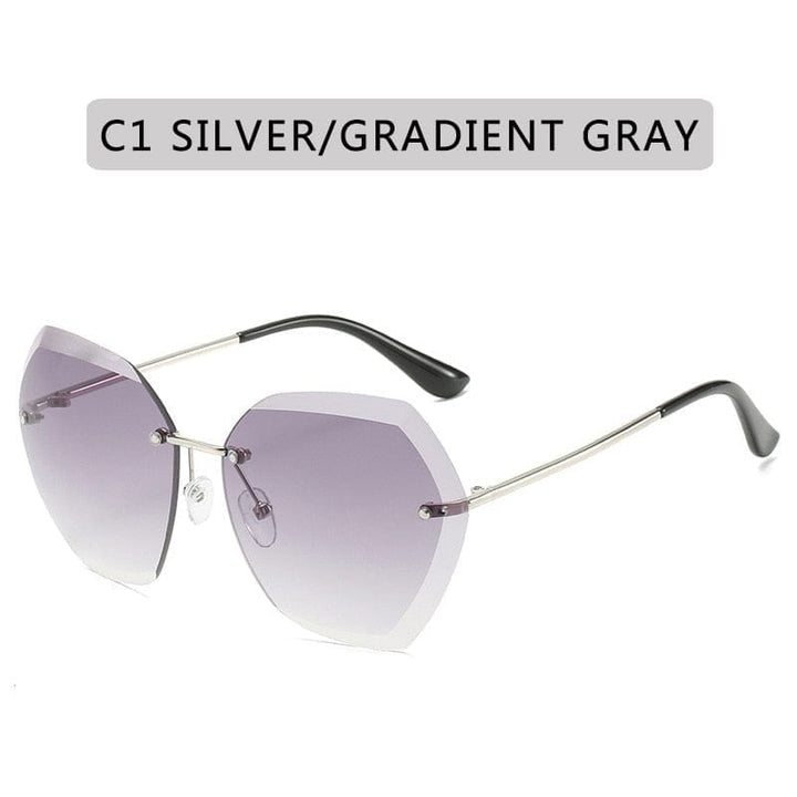 Vintage Round Sunglasses Fashion Rimless Glasses For Women UV400 Shades BENNYS 